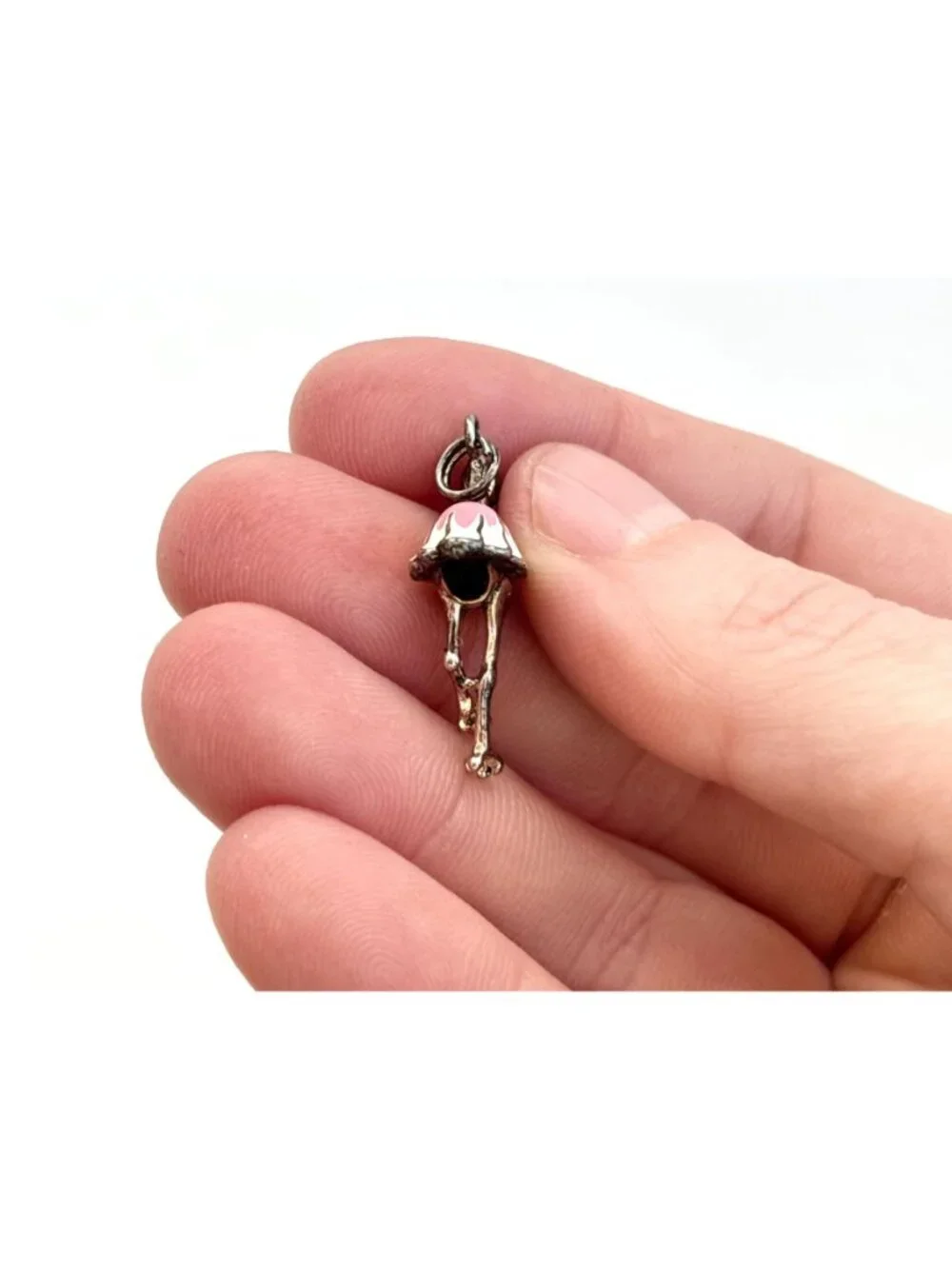 Flamingo Figural Enameled Tiny Sterling Silver Vintage 925 Pendant | Charm